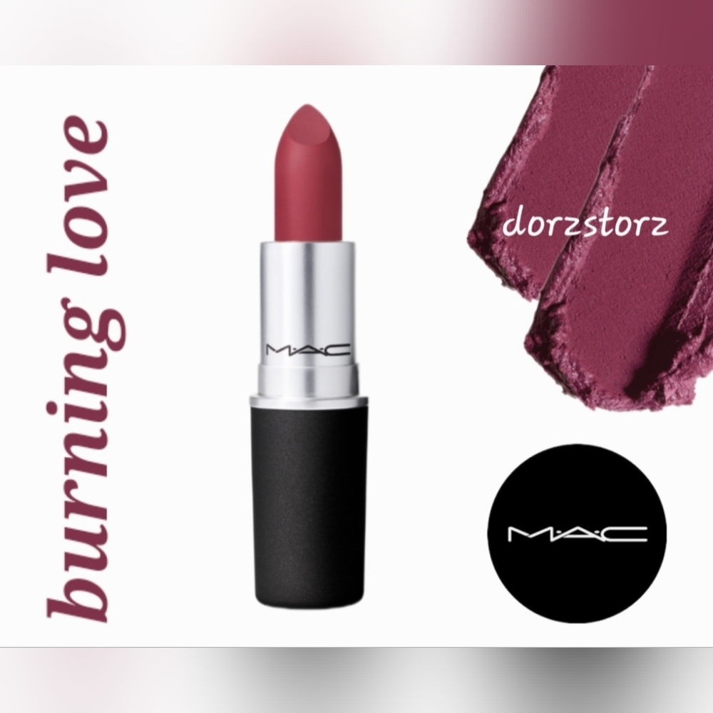 MAC • Powder Kiss Lipstick • BURNING LOVE • Soft Matte Red • .10 oz • New in box